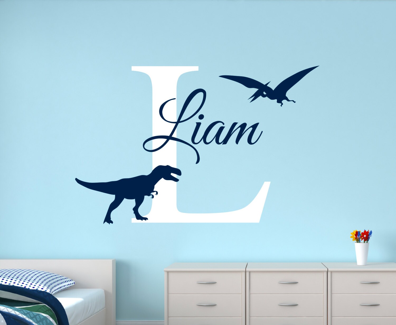 Personalized Name Wall Decal Dinosaur Wall Decal Boys Name