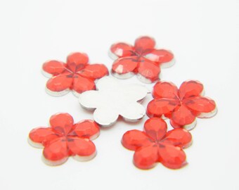 46 x 10mm red flower (l663) rhinestones
