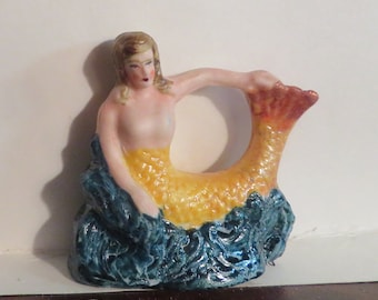 Colorful Bisque Mermaid Figurine