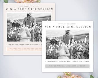 Like and Share Photography Giveaway, Mini Session Giveaway, Mini Session Template, Marketing Template Photoshop