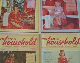 4 vintage womens household magazines lot 1969 - 1970 - ladies diet recipes crafts quilting homemaker books family monthly journals