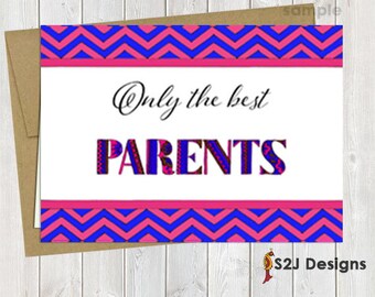 Only the best parents get promoted to grandparents, 5x7 customized printed pregnancy announcement card, pink and blue collection