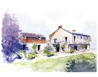 Custom House portrait, architecture, custom Illustration House, custom watercolor House drawing, original