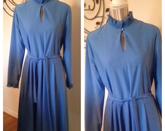 Vintage Robin's Egg Blue Ruffle Dress