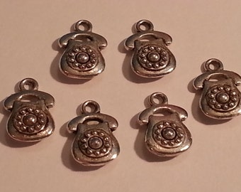 13mm Vintage Rotary Phone Charms/Pendants/Decor - 6pc - Tibetan Silver