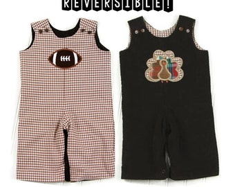 Football Outfit for Boys - Reversible Thanksgiving Longall - Boys Fall Clothes - Baby Boy Rompers - Toddler Boy Fall Outfit - Turkey Jumper