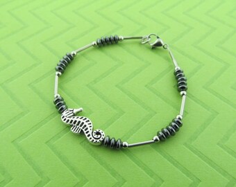 stainless steel seahorse bracelet