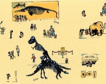 Heather Ross - Munki Munki Fabric - Natural History Museum Field Trip Dinosaurs - OOP Out Of Print VHTF