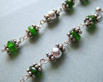 Emeraude earrings - chrome diopside & sterling silver