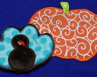 In the Hoop Turkey in a Pumpkin Applique Design
