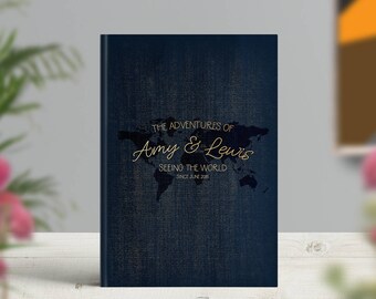 Elegant Travel Journal, Personalised Travel Notebook, Travel Gift for Her, Big Birthday, Couples Christmas Gift, Anniversary, Just Engaged