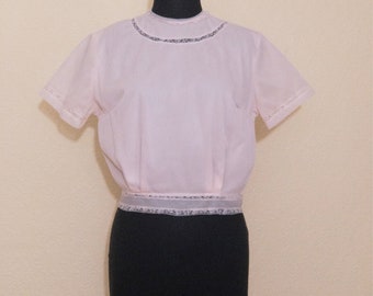 1950's pink sheer nylon blouse