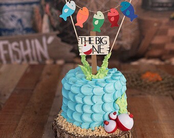 Fishing First Birthday Cake Topper, Gone Fishing Topper, The Big ONE Cake Topper