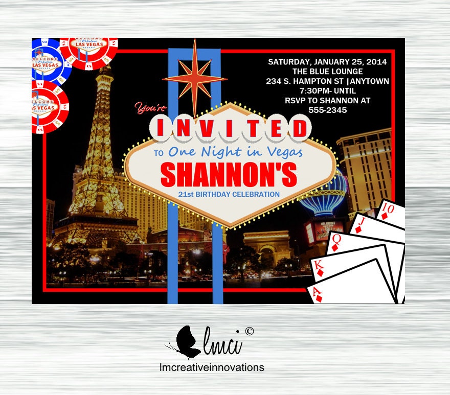 Casino Night Invitation Las Vegas Birthday Invitation