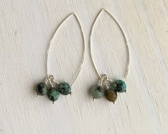 African Turquoise Cluster Earrings