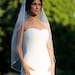 Fingertip veil with blusher, double tier fingertip veil with 1/8" corded satin trim, satin cord trim, Bridal veil, ivory veil.