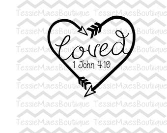 Loved Heart Arrow, SVG, DXF, EPS, Png, Printable, Religous, Bible Verse, Christian, TessieMaes, Silhouette, Cricut, Cuttable,