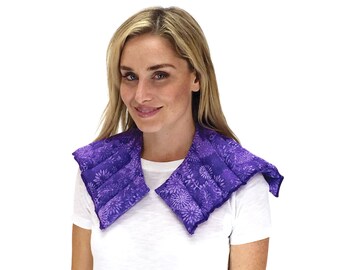 Neck Heating Pad, Herbal Heating Pad, Neck Shoulder Natural Therapy Healing, Heated Neck Shoulder Wrap, Microwave Heat Pack (Purple Flowers)