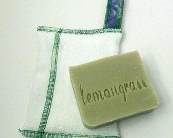 Zerowaste Soap Saver and Soap Set by Aquarian Bath - towel - washcloth set - No Palm oil- vegan- unique design
