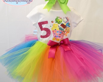 Shopkins birthday outfit,FREE SHIPPING,tutu outfit,birthday girl,Shopkins set,colorful tutu,colorful outfitt,Shopkins birthday tutu set