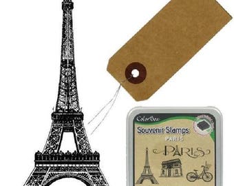 MAXI Paris stamp scrapbooking Kit wood eiffel tower + strong 50 + stamp pad-paris