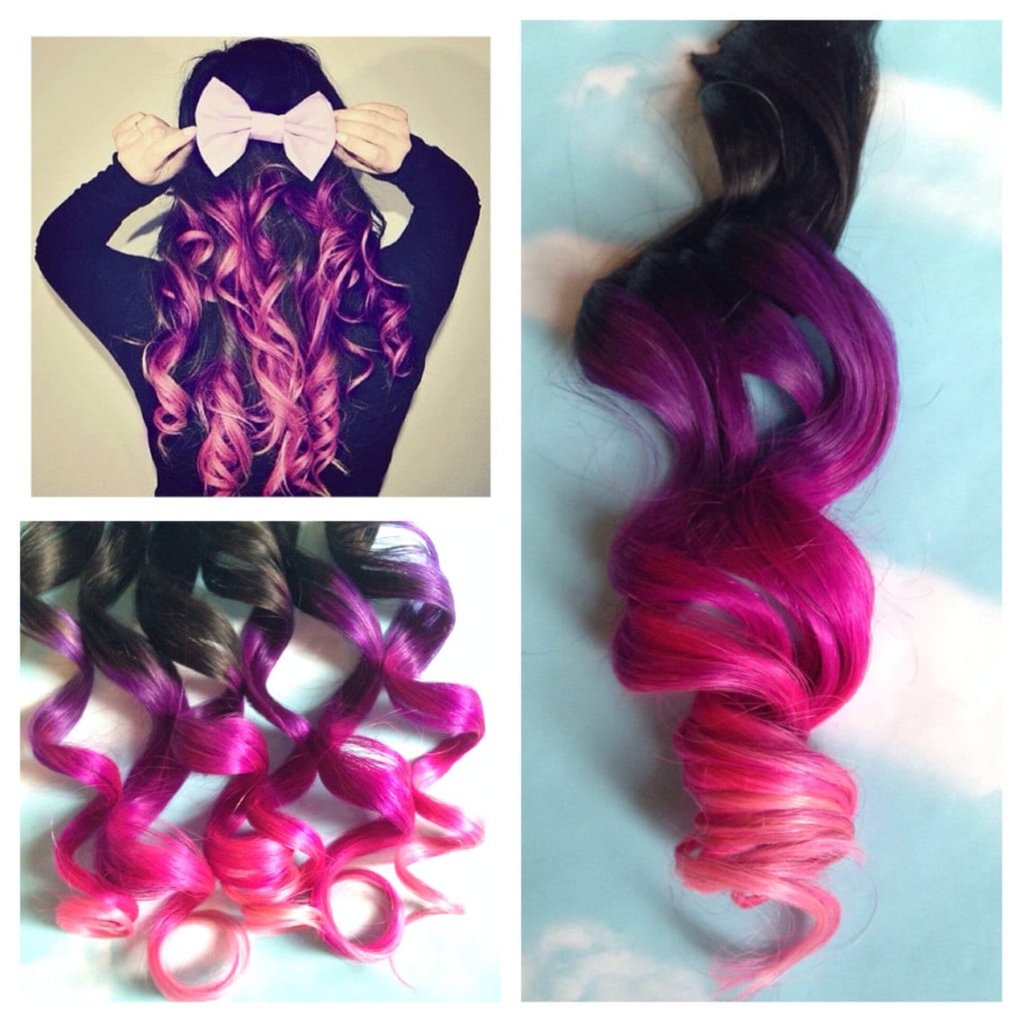 Pink And Purple Hair Clip Extensions Pink Ombre Hair Purple