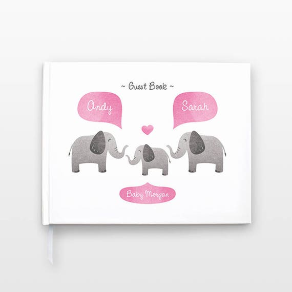 ELEPHANT Baby Shower Guest Book, Personalized Baby Book, Animal Baby Guestbook, New Baby Gift, Baby Journal, Baby Notebook, Baby Guest Book
