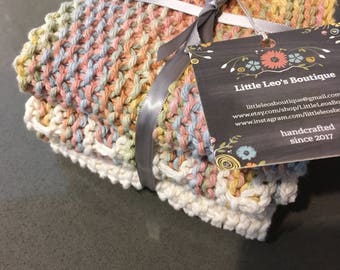 Mixed Colors, Off White Dishcloths, Washcloths, set of 3