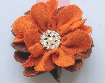 Harris Tweed Brooch, Corsage, Orange Brown Harris Tweed, Scottish Gift, Birthday Gift, Mother's Day Gift, Anniversary Gift, Gift For Her