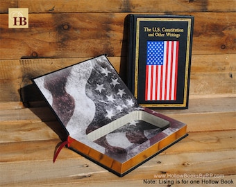 Hollow Book Safe - The US Constitution and Other Writings - Leather Bound