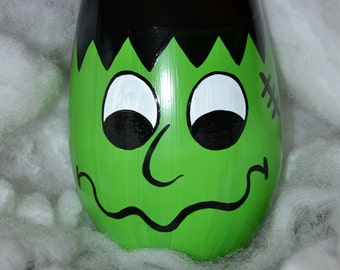 Hand Painted Frankenstein Wine Glass