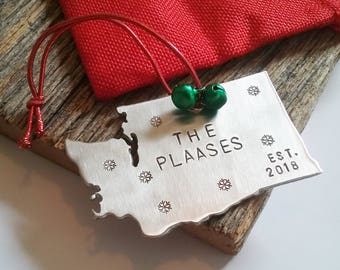 Washington State Christmas Ornament Home Gift Personalized Our First Christmas Married Ornament Wedding Ornament Year Established Mr and Mrs
