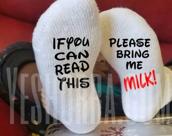 If You Can Read This, Please Bring Me Milk Baby Socks, Funny Baby Socks, New Baby Gift, Baby Shower Gift, Funny Baby Gift