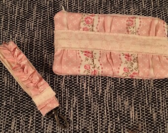 Ruffled/Gathered Clutch and Keyfob set