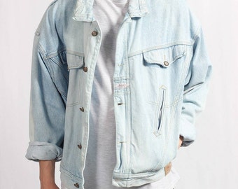 Mens Denim Jacket Vintage 90s Retro