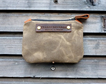 Waxed canvas small pouch / small zipper pouch / coin purse