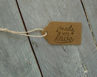 Set of 10 tags in box: Made with love