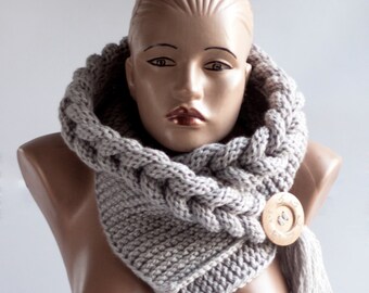 HOT Hooded Scarf, Scarf, Hood, scarf hooded, Chunky scarf, Wool cowl, LoveKnittings