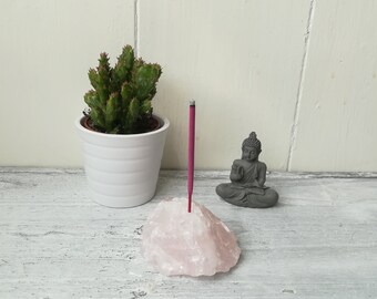Rose Quartz Incense Holder | Crystal Gifts | Healing Crystals | Rose Quartz Gifts | Raw Rose Quartz | Crystal Incense Holder | Quartz Gifts