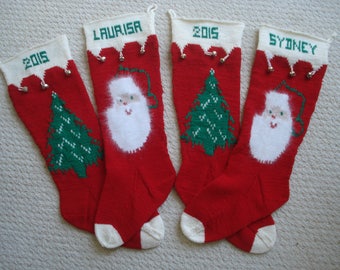 Personalized Hand Knit Christmas Stocking Extra Large Size - Heirloom Pattern Knit of Peruvian Wool - 2018 DELIVERY - shipping included