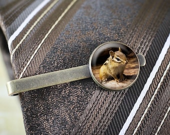 Pince à cravate Chipmunk - Woodland Animal barre de cravate, pince à cravate Nature, tamia bijoux pour hommes, bijoux bois faune, pince à cravate Woodland