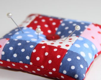 spotty patchwork pincushion