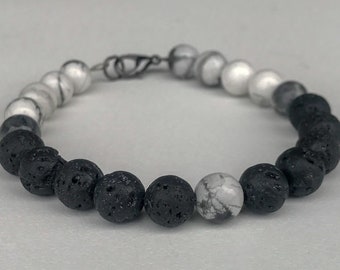 Howlite with Lava Stone Bracelet