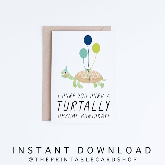 Printable Birthday Cards With Turtles | printable birthday cards funny turtle birthday cards instant Printable Birthday Cards With Turtles | printable birthday cards funny turtle birthday cards instant