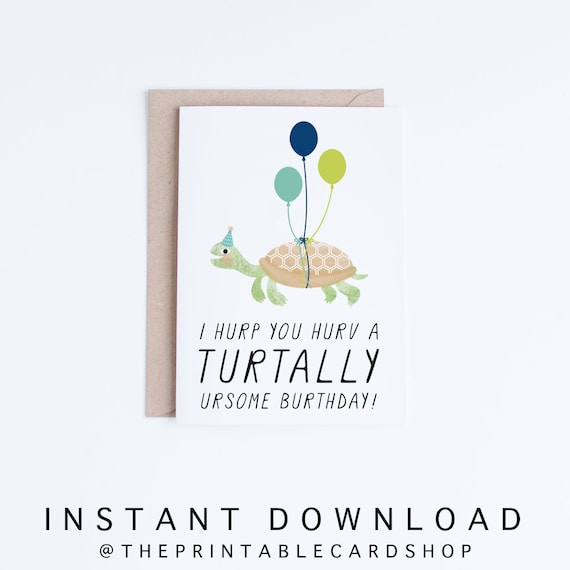 Printable Birthday Cards Funny Turtle Birthday Cards Instant