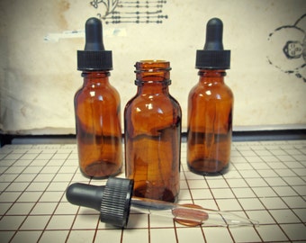 Choose Size 1,2 or 4 Oz Clear or UV-Protected Amber Empty Boston Round Bottle w/ Glass Dropper Perfume Fragrance herbal extracts TINCTURES
