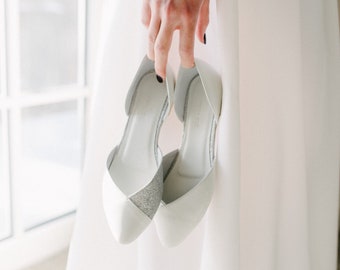 white bridal flat shoes