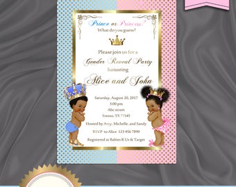 Printable Gender Reveal Invitation, Baby Reveal Invitation, Prince or Princess, Boy Or Girl Invite, Is It A Boy Or Girl - Digital File, DIY