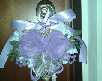 Outdoor wicker and felt heart lilac