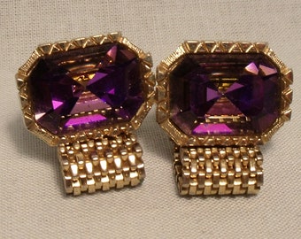 Vintage Purple Large Stone Cuff Links
